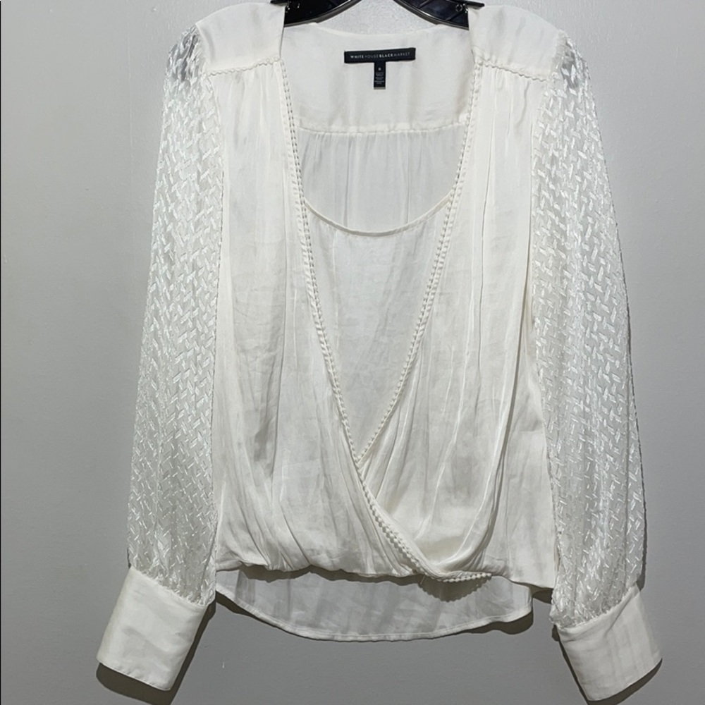 White Dressy Long Sleeve Blouse